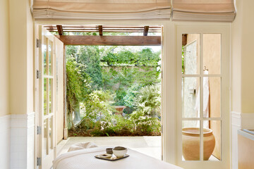 Massage table at spa