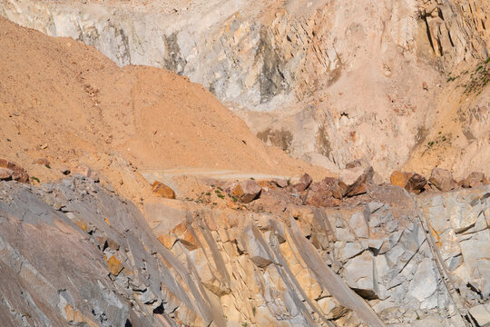 mine rocks and sand orange and grey