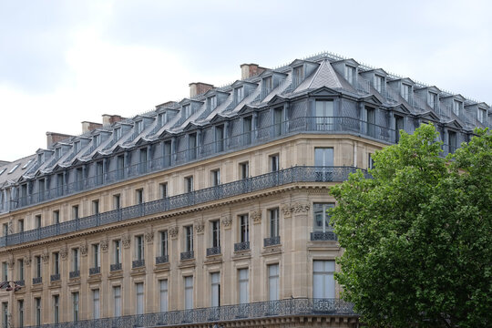 Parisian apartment building in summer