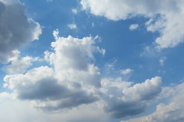 Fototapeta na wymiar Beautiful blue sky with fluffy clouds