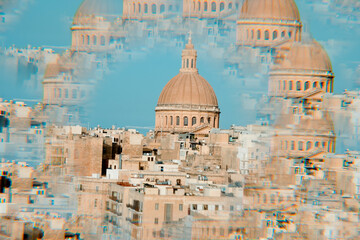 kaleidoscopic image of Basilica of Our Lady of the Carmel in Valletta