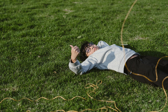 Young girl resting in the park