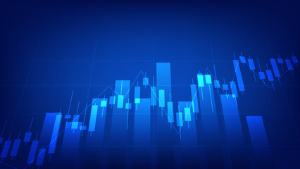 Economy and finance background. financial business statistics with candlesticks and bar chart