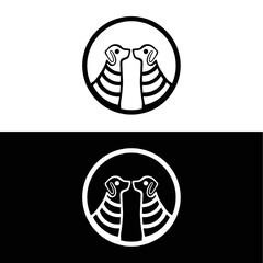 Circle dog animal logo design 