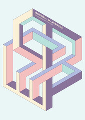 Isometric geometric shape abstract background modern art style