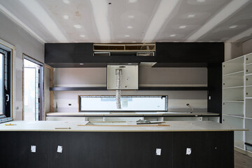 Large modern kitchen under construction 