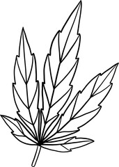 simplicity cannabis leaf freehand drawing.