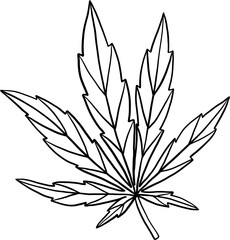 simplicity cannabis leaf freehand drawing.
