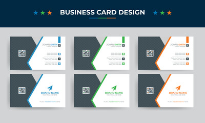 Abstract Shape Clean and Modern set of Business Card Template, Corporate Business horizontal name card or Thank you card Vector Illustration. Stationery Design and visiting card