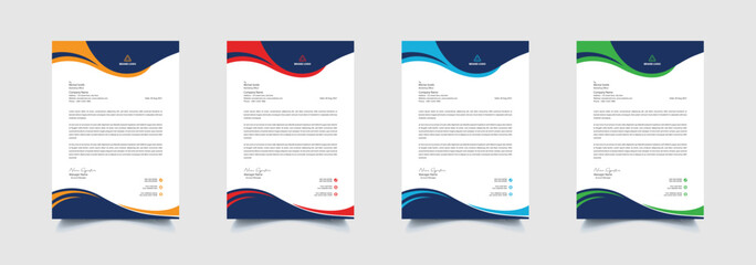Creative and professional corporate company business letterhead template design with color variation bundle 
