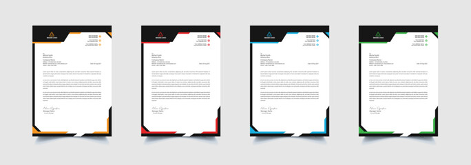 Creative and professional corporate company business letterhead template design with color variation bundle 