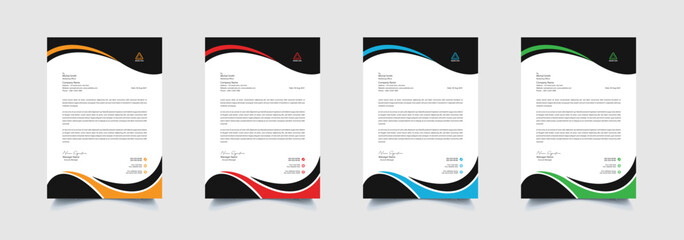 Creative and professional corporate company business letterhead template design with color variation bundle 