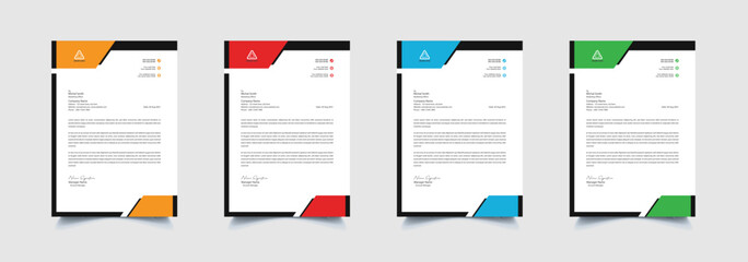 Creative and professional corporate company business letterhead template design with color variation bundle 