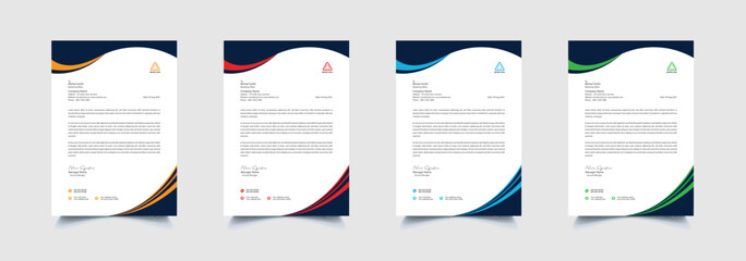 Creative and professional corporate company business letterhead template design with color variation bundle 