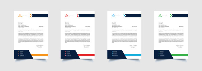 Creative and professional corporate company business letterhead template design with color variation bundle 