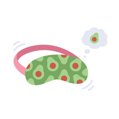 Fototapeta premium Kids sleeping mask. Cute avocado mask. Colorful vector illustration. Avocado eye mask is in flat style.