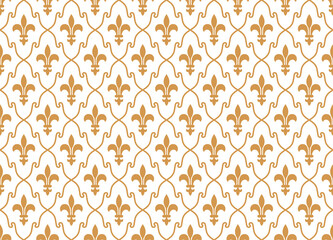 Flower geometric pattern. Seamless vector background. White and gold ornament