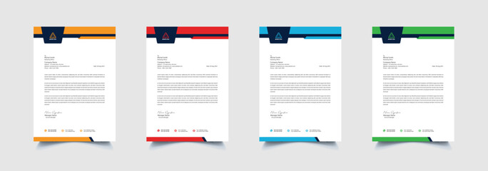 Creative and professional corporate company business letterhead template design with color variation bundle 