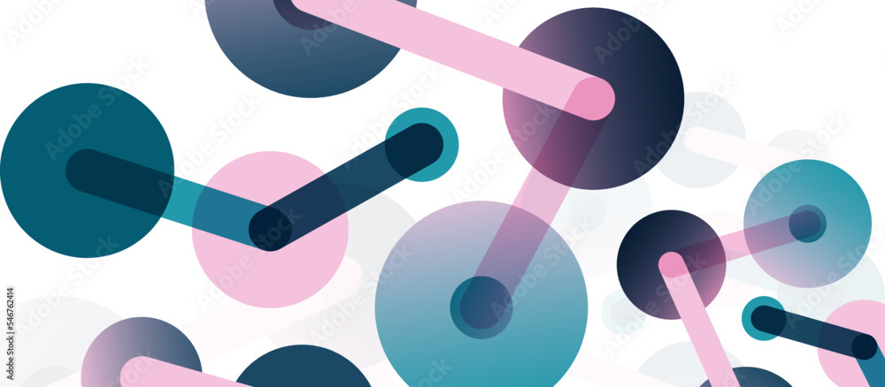 Poster line points connections geometric abstract background. circles connected by lines. trendy techno bus