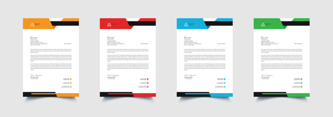 Creative and professional corporate company business letterhead template design with color variation bundle 