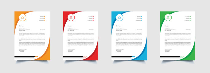 Creative and professional corporate company business letterhead template design with color variation bundle 