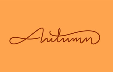 autumn season word lettering design in continuous line drawing