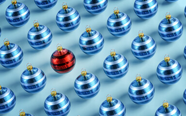 Standout Ball Christmas Concept Red Blue 3D Render © natanaelginting