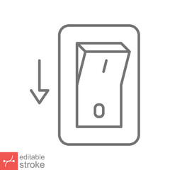 Light off, electric switch icon. Simple outline style. Power turn off button, toggle switch of position concept. Thin line vector illustration isolated on white background. Editable stroke EPS 10.