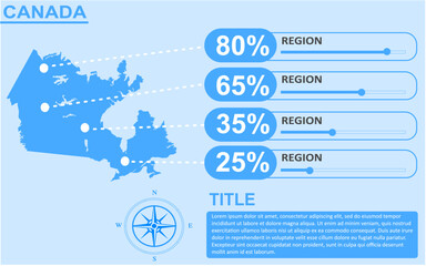 canada country region map infographic with slider presentation design