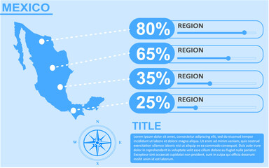 Mexico country region map infographic with slider presentation design