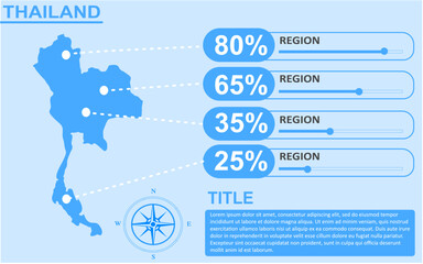 Thailand country region map infographic with slider presentation design