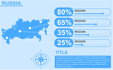 Russia country region map infographic with slider presentation design