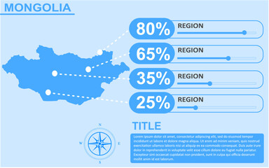 Mongolia country region map infographic with slider presentation design
