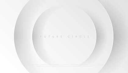 Abstract Minimalist White Circles Background with Luxury Style. Futuristic Circular Wallpaper. Vector Illustration