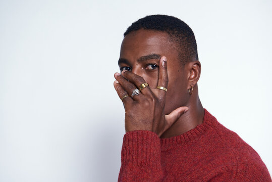 Artistic pose with the hand full of rings