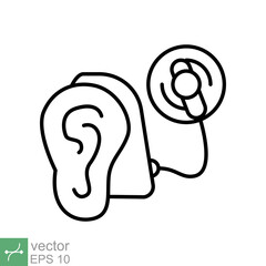 Cochlear implant icon. Simple outline style. Cybernetics, human ear with electronic device, technology, medical concept. Thin line vector illustration isolated on white background. EPS 10.