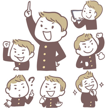 学ラン男子のポーズセット