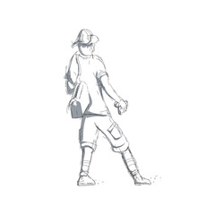 Sketch of person holding camera
