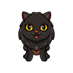 Cute black persian cat cartoon