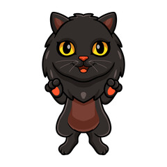 Cute black persian cat cartoon standing