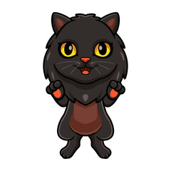 Cute black persian cat cartoon standing