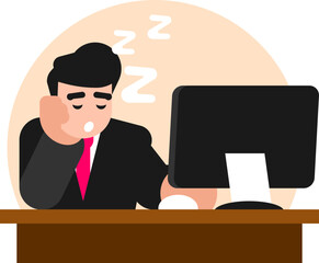 Businessman sleeping at workplace elements vector