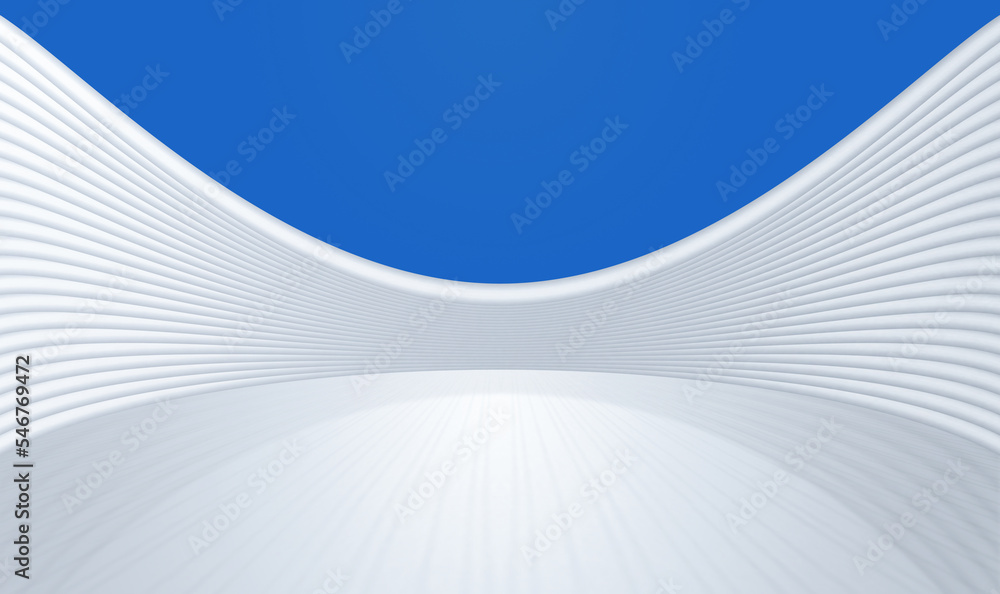 Poster 3d rendering creative modern arc-shaped building ground square space background