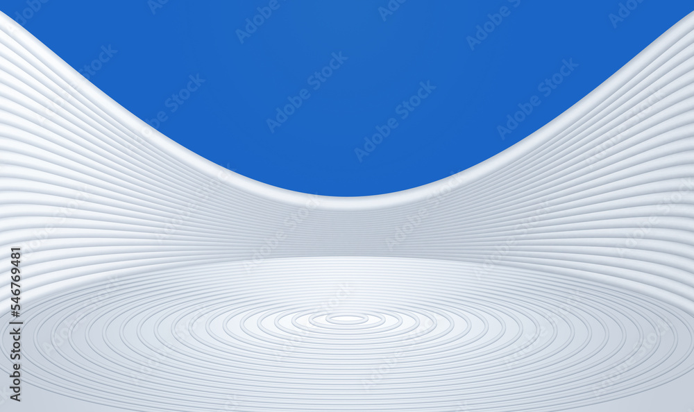 Poster 3d rendering creative modern arc-shaped building ground square space background
