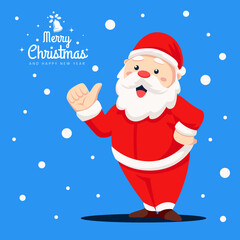 Santa Claus Character Thumbs Up Pose Vector Illustration for Mascot