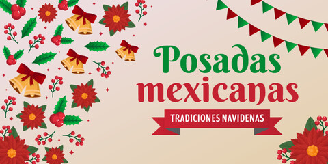 gradient posadas mexicanas horizontal banner illustration - obrazy, fototapety, plakaty