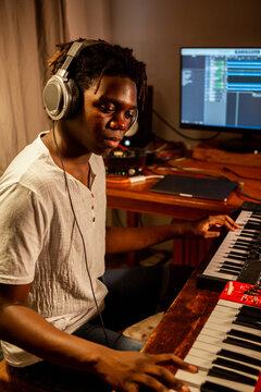 Musician deep in concentration. 