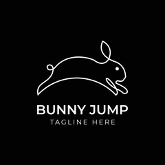 creative jumping rabbit or bunny line art logo vector concept element