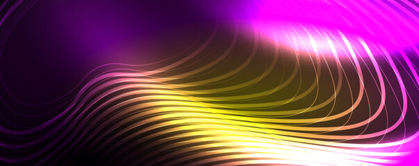 Techno neon wave lines, dynamic electric motion, speed concept. Templates for wallpaper, banner, background, landing page, wall art, invitation, prints