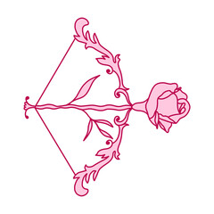 Pink Rose Bow and Arrow
